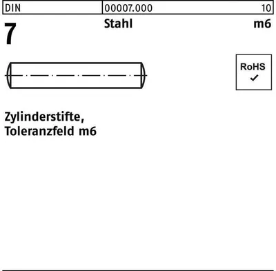 Produktbild von Reyher  Zylinderstifte DIN 7 Stahl 16 m6 x 20 000070000160020 (25 Stück)