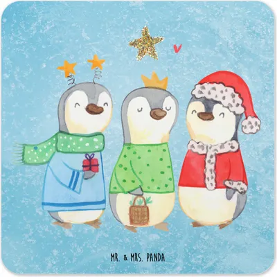 Produktbild von Mr. & Mrs. Panda Untersetzer für Gläser Winterzeit Heilige drei Könige 6er Set - Eisblau - Geschenk, Weihnachtstage, Weihnachten, Winter, Heiligabend, Glas-Untersetzer