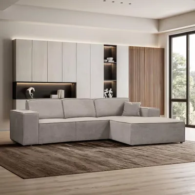 Produktbild von Ecksofa PEDRO L Dunkelbeige, 267x170 cm, Sofa L-form Breite Ottomane rechts, ohne Schlaffunktion