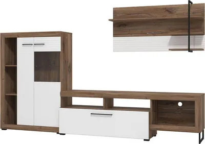Immagine prodotto di Dmora Parete Attrezzata Dueville 263x40x163h cm Bianco, Modulabile 10 Ripiani