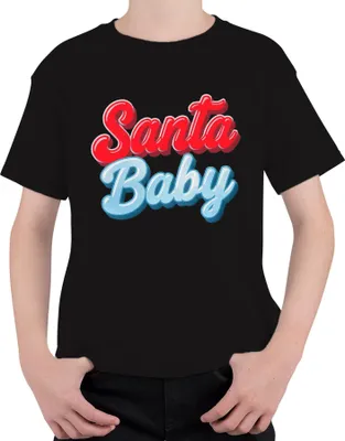 Produktbild von Santa Baby Weihnachten Weihnachtsmann Weihnachtsgeschenk Retro Uni Kinder T-Shirt, Schwarz, 152