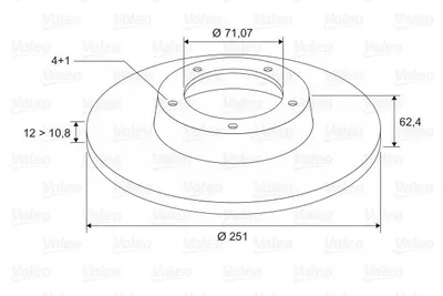 Immagine prodotto di 2 dischi freno posteriori pieni Ø 71 mm 12 mm VALEO per CITROËN XANTIA