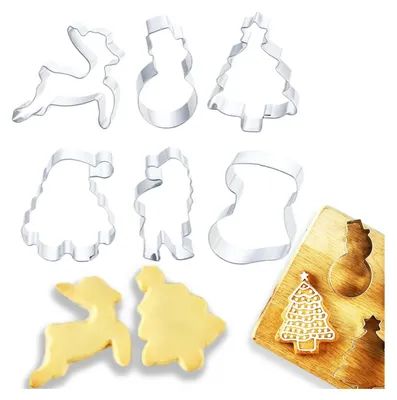 Produktbild von 6 Stück Ausstechformen für Lebkuchen Plätzchen, Weihnachts-Motive, ca. 7cm hoch, 2cm tief
