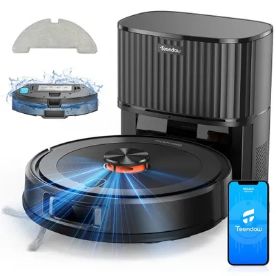 Image de Aspirateur-balai 2-en-1 - D10S MAX - Station d'aspiration - Puissance d'aspiration de 4500 Pa - Navigation laser LDS - Collecteur à poussière à vidage automatique - Idéal pour les poils d'animaux