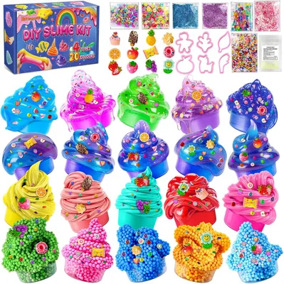 Imagen del producto de Kit de slime con 20 piezas para niñas y niños: 4 tipos diferentes de slime para niños