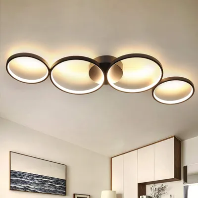 Produktbild von ZMH LED Deckenleuchte Schwarz 3000k Warmweiß Modern 4 Flammig in Ringoptik Deckenlampe Rund 37W Innen Metall für Wohnzimmer Schlafzimmer