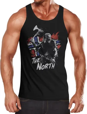 Produktbild von Herren Tank-Top The North Wikinger Berserker Norwegen Valhalla Odin Ragnar Muskelshirt Muscle Shirt Neverless® schwarz XXL
