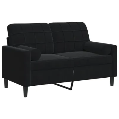 Produktbild von vidaXL 2-Sitzer-Sofa mit Zierkissen Schwarz 120 cm Samt