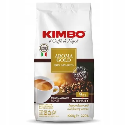 Zdjęcie produktu dla Kimbo Aroma Gold, 1 kg, Kawa, Espresso, Mokka, Średnie palona, 9/13, Torba