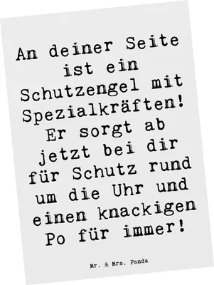 Produktbild von Mr. & Mrs. Panda Postkarte Spruch Schutz Schutzengel - Weiß - Geschenk, Motivation, Zitat, Botschaften, Familie, Ansichtskarten, Gefühle, Postkarten, Grußkarte, Gefühl