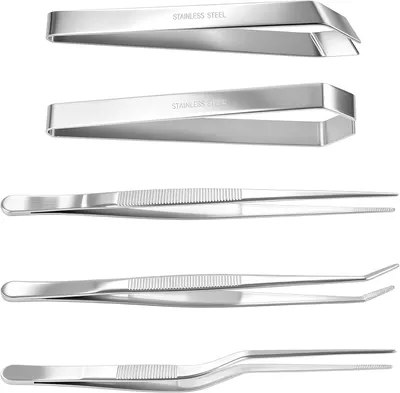 Image de Ensemble de pinces de cuisine, 5 pièces, en acier inoxydable, polyvalentes et idéales pour une utilisation en cuisine