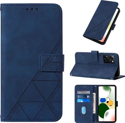 Produktbild von Hülle für Xiaomi Poco X5 Pro / Redmi Note 12 Pro Speed Prägung Flip Leder Kartenfächer Schutzhülle mit Ständer Blau