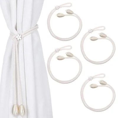 Produktbild von Raffhalter für Gardinen, verstellbare Raffhalter aus Baumwolle und Polyester (50 cm), beige