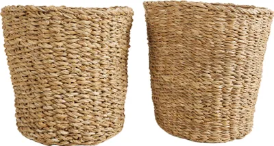 Produktbild von Bloomique - Geflochtener Blumentopf Coco - Set mit 2 Töpfen - Beige - Seegras - Korb für Pflanzen - Innen und Außen - H22x Ø21
