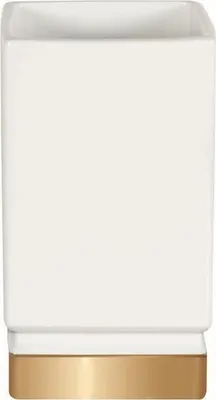 Obrázok produktu pre Spirella držiak na zubné kefky porcelán Roma 7 x 12 cm biely/zlatý