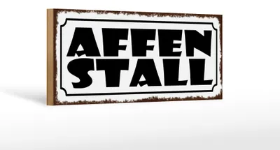 Produktbild von Holzschild Hinweis 27x10cm Affenstall weißes Schild