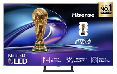 Image de Hisense 55E8Q ULED Mini LED Fernseher, 55 Zoll (139 cm), 4K UHD, 144 Hz, Smart TV, Energieklasse E, schwarz