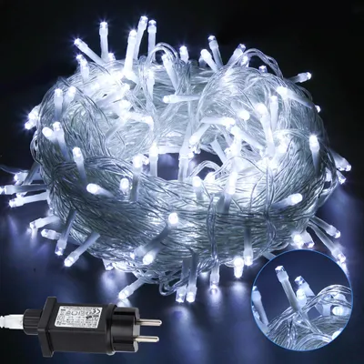Zdjęcie produktu dla Jayseuw 20M LED Fairy Lights 200LEDs 8 trybów z funkcją pamięci, Christmas Party Garden Operation Twinkling Star Effect Decoration Przezroczysty kabel zimny biały