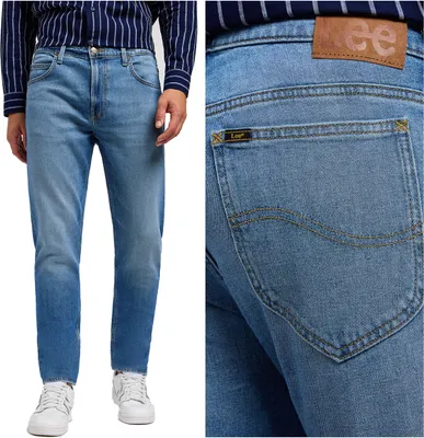 Produktbild von Lee Rider Slim, getragene Travis Denim-Jeans, tailliert, W33 L34