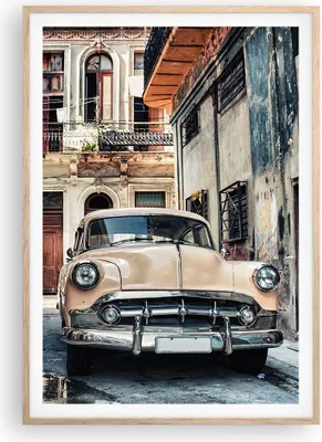Produktbild von Gerahmtes Poster - Rahmen in heller Eiche - Kubanisch Auto Mietshäuser - 70x100 cm - Wand Bild - Wanddeko - Wandbilder - Kunstposter - Wandposter - Bilderrahmen - Bilder - P2NPA70x100-4413