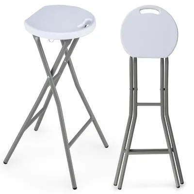 Produktbild von COSTWAY 2er Barhocker mit Tragegriff, Klapphocker bis 150kg, 30x26,5x70cm Weiß