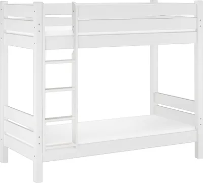 Produktbild von Hochbett weiß Überlänge 100x220 Massivholz Kiefer extra stabil Rollrost Matratze 60.16-10-220WM