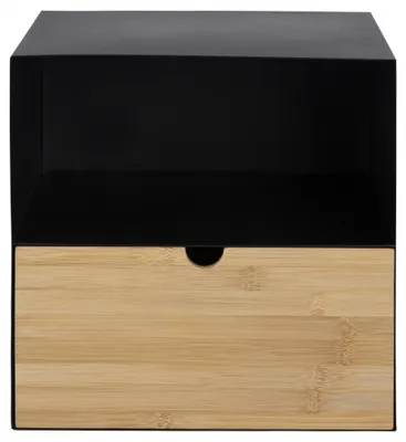 Image de Joliet Table de chevet murale avec 1 tablette de rangement et 1 tiroir, noir.