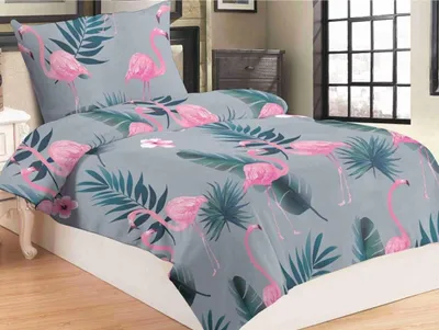 Produktbild von Leinen inklusive Mikroflanell Flamingo grau 140x200, 70x90 cm