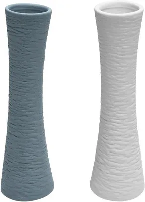 Produktbild von Keramische Vase-Set – 2 Stück – Weiß und Grau – Dekoration für Trockenblumen und frische Blumen – Keramik für Pampasgras – Haus, Büro und Tischdeko