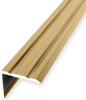 Produktbild von Treppenkantenprofil 20 x 24.5 x 900 mm Treppenkante Winkelleiste Treppenprofil Aluminium eloxiert Geriffelt Selbstklebend Eiche hell Küberit
