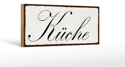 Produktbild von Holzschild  Hinweis Küche weiß, 27 x 10 cm, Holzschilder Spruch Lebensmittel