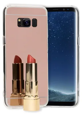 Immagine prodotto di Samsung Galaxy S8 Custodia a specchio di NALIA, Custodia a specchio Custodia sottile in silicone per telefoni cellulari Oro rosa
