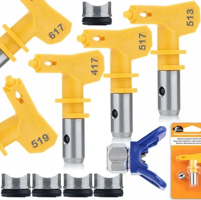 Obrázek produktu pro Rosfix Sada Ultra Spray 5X 513/517/519/417/617 – Trysky pro Stříkání Barvy s Ochranou z Nerezové Oceli | Šířka Postřiku 20 – 30 cm