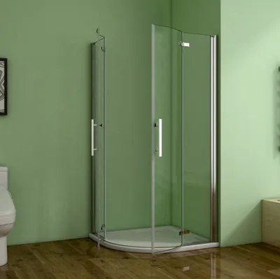 Produktbild von Acezanble Duschkabine 90x90x195cm Viertelkreis Falttür ohne Duschtasse 6mm ESG Sicherheitsklarglas hochwertiger Aluminiumrahmen für Duschtassen Radius 550