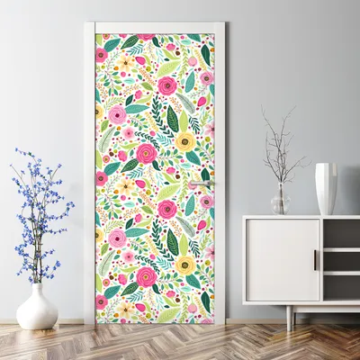 Produktbild von Dekorative Türaufkleber Aaufkleber selbstklebend Klebefolie Türtapete Bunte Mohnblumen 77 x 200 cm