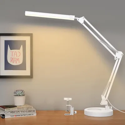 Immagine prodotto di Lampada da scrivania a LED - Lampada da lavoro regolabile - Ideale per lettura e studio - 3 colori, 10 livelli di intensità - 2 kg - Bianco