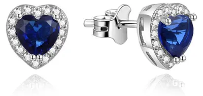Image de Boucles d'oreilles cœur étincelant avec zircon cubique bleu AGUP1487