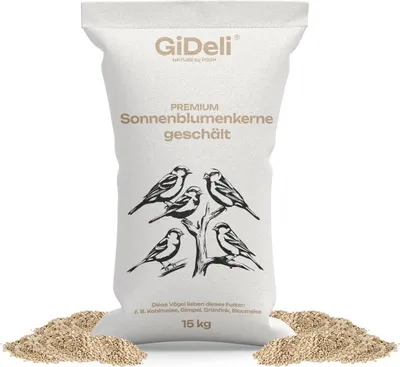 Zdjęcie produktu dla Nasiona słonecznika 15 kg łuskane naturalne pokarm dla ptaków dzikich ptaków pokarm zimowy GiDeli