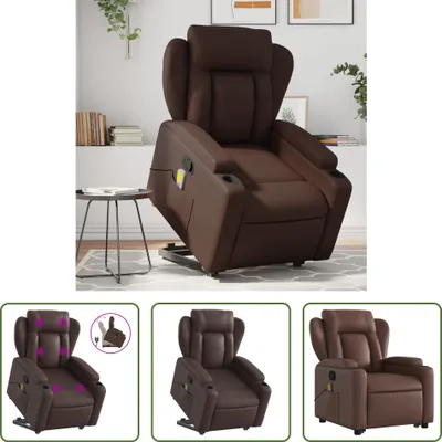 Produktbild von The Living Store Massagesessel mit Aufstehhilfe Braun Kunstleder