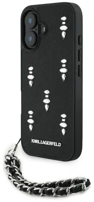 Produktbild von Karl Lagerfeld Saffiano Crystals Chain Iphone 16 Handyhülle One Size