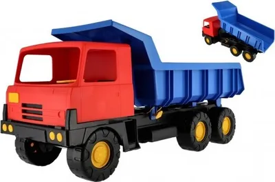 Image de Nounours - Voiture Tatra 815 carrosserie bleu cabine rouge plastique 75cm