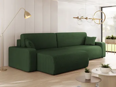 Produktbild von MIRJAN24 Ecksofa Piano L Maxi Cord, Eckouch mit Bettkasten und Schlaffunktion, Schwarze Füße, Wellenfeder, L-Form (Farbe: Poso 14)