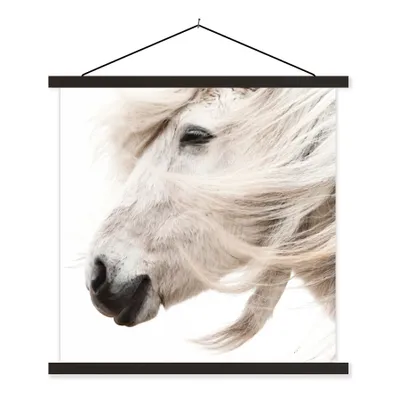Produktbild von MuchoWow® Textilposter Pferd - Mähne - Weiß 90x90 cm mit schwarzem Rahmen - Magnetisches