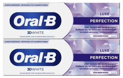 Produktbild von Oral-B 3D White Luxe Perfection Whitening Zahnpasta, Kühlende Minze, 2x75ml