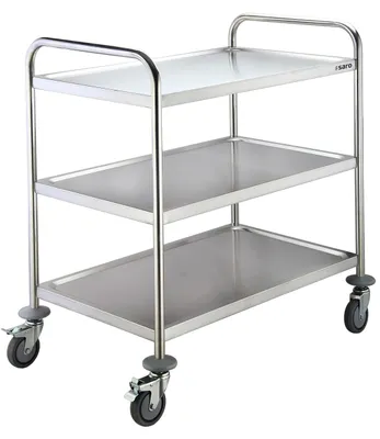 Servierwagen Metall silber 51x86x94 cm 3 Ablagen 75 kg