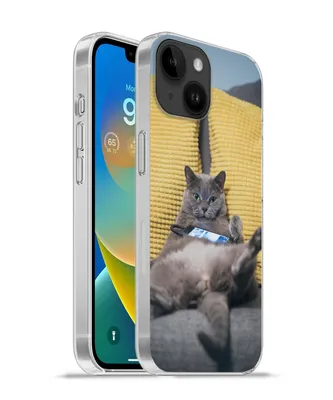 Produktbild von MuchoWow® Handyhülle Schutzhülle Hülle für Apple iPhone 14 - Softcase Katze - Bank - Faule Silikon Softcase Handy Hülle - Mobiltelefonhülle