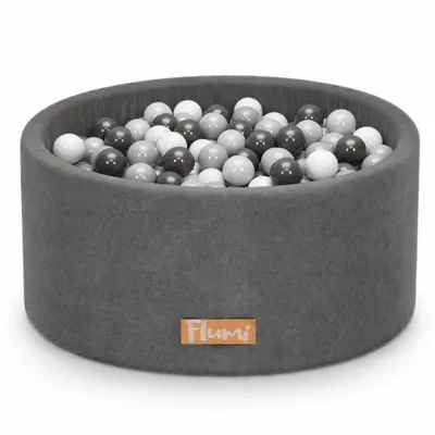 Obrázek produktu pro Flumi Ball Bath Baby Ball Pool Kids 90x40cm s 200 míčovými míčky do koupele ∅ 7 cm vyrobeno v EU-Grey + Grey Balls