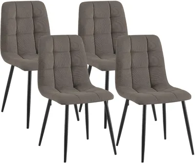 Produktbild von CLP 4er Set Esszimmerstühle Tilde gepolstert mit Rückenlehnen bis 150 kg belastbar taupe Material Cord, KI-generiertes Bild