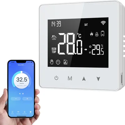 Obrázek produktu pro Tuya WiFi termostat Chytrý pokojový termostat Vodní/plynový kotel Nastavitelný regulátor teploty, hlasové ovládání Amazon Alexa Google Home