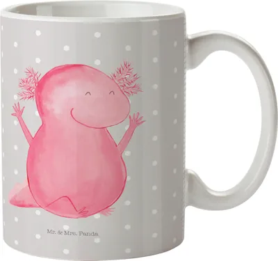 Produktbild von Mr. & Mrs. Panda Plastikbecher Axolotl Hurra - Grau Pastell - Geschenk, Pott, Freude, Kindertasse, Kunststoffbecher, Spaß, Lurch, Trinklernbecher, Schulkind Tasse